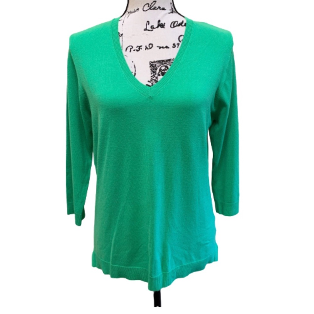 525 America V-Neck Knit Green Sweater Sz L